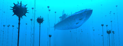 Submarine and minefield