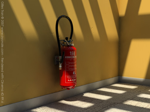 Fire extinguisher demo (Cinema 4D)
