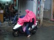 Two under a pink raincoat